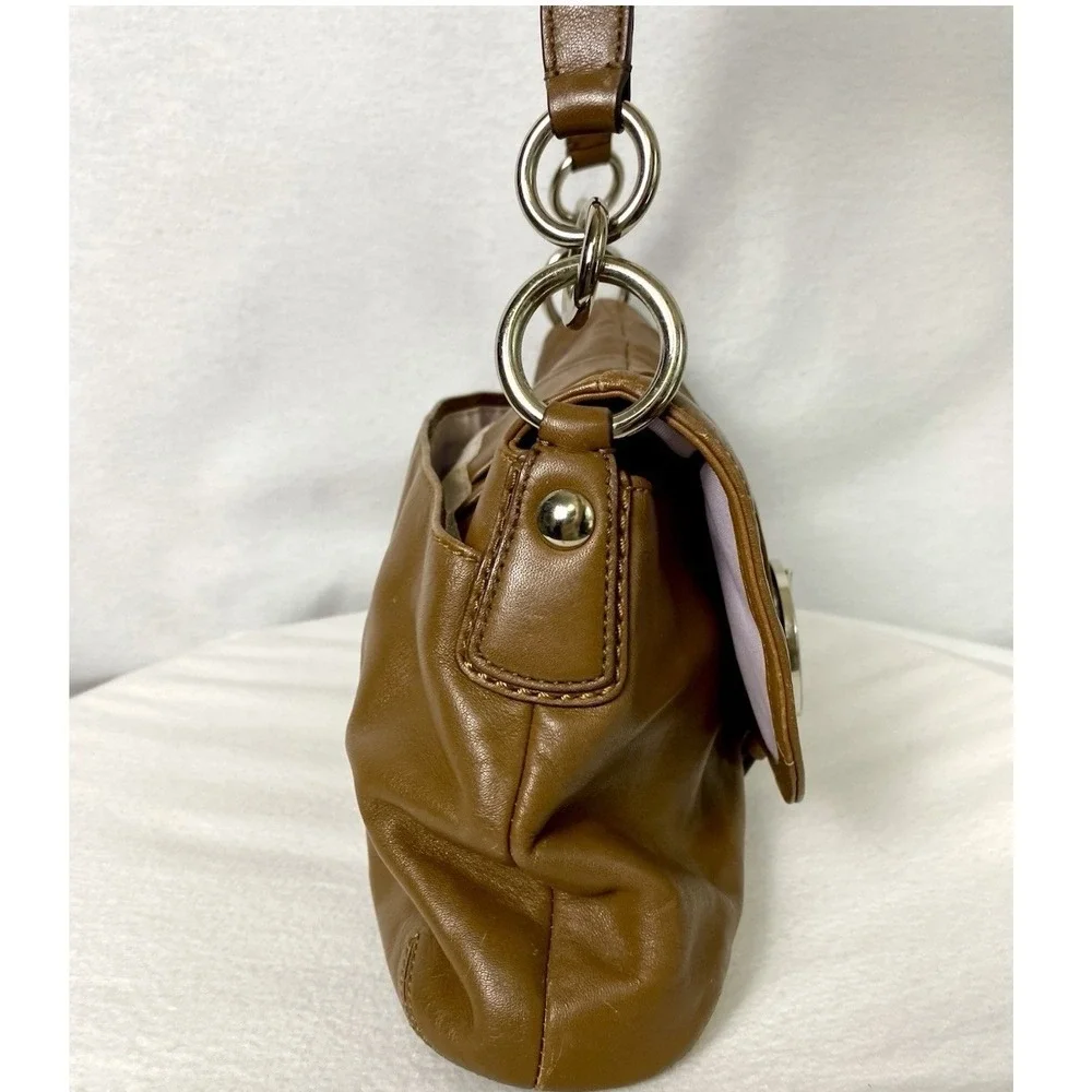 Y2K Coach Soho Shoulder Bag Brown Leather Buckle Flap Hobo Purse Vintage It Girl